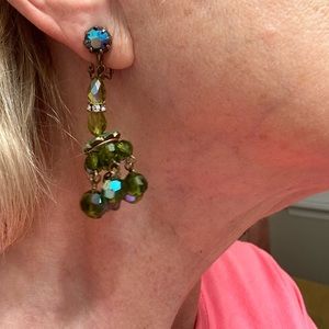 Vintage 1960s Green Earrings, Clip